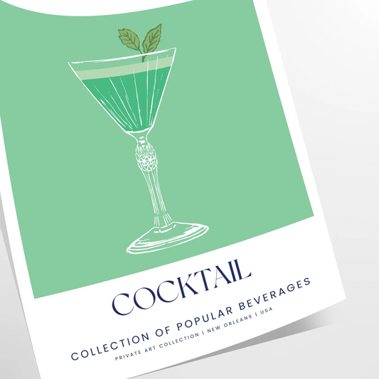 splash sophistication space Grasshopper Cocktail poster elegant gray green tones vibrant wall art perfect lovers unique gift stylish print room A4 cm A0 sizes