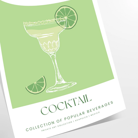 space vibrant margarita cocktail art poster refreshing green white hues wall print unique gift lovers room artwork A4 cm A0